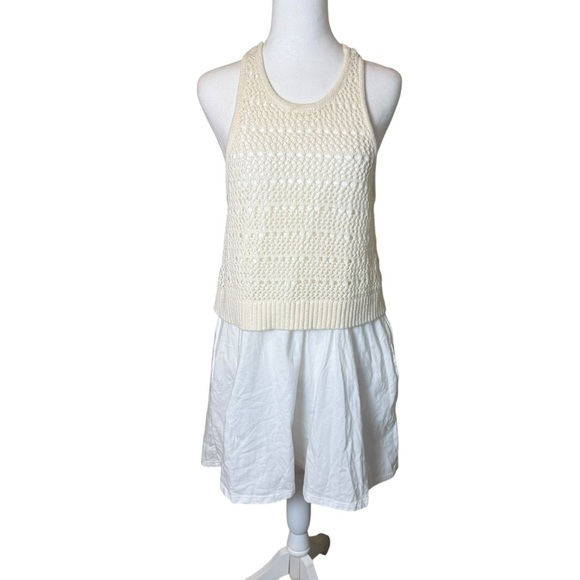 Anthropologie Daily Practice Twofer Sweater Knit Mini Dress Cream Medium Boho - Picture 5 of 15